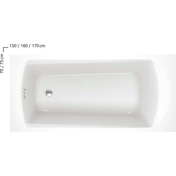 

ванна акриловая прямоугольная ravak 150х70 c641000000