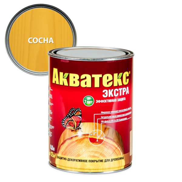 Фото Защитно-декоративное покрытие акватекс экстра сосна 0,8л
