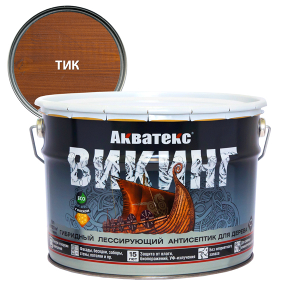 Фото Антисептик акватекс викинг для дерева тик 9л