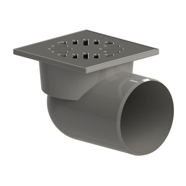 Фото Трап пластик. нерж. решетка угловой 15 х 15 см (диам. 110 мм), mp-у ис.110458