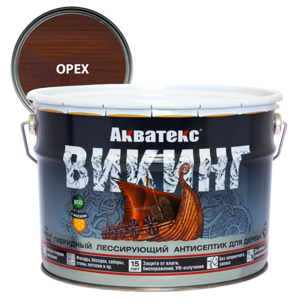Фото Антисептик акватекс викинг для дерева орех 9л