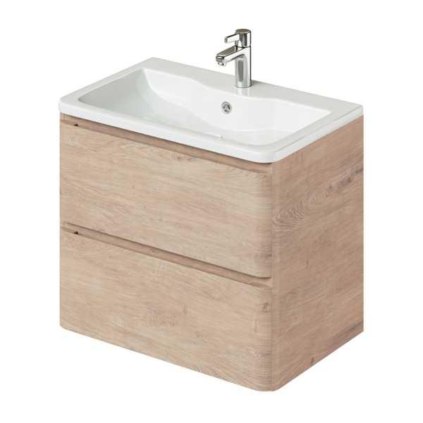 Фото Тумба с раковиной подвесная итана roberto 70 700x456x606 (коварен грандсон оак бьянко)