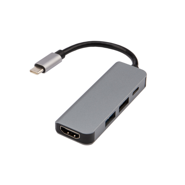 Фото Разветвитель usb type-c на 4 порта (1xhdmi/2xusb 3.0 pd/1xtype-c pd), серый, rexant, 18-4151