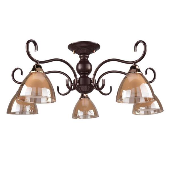 Фото Люстра потолочная россвет блюз рс20969 brn+fg/5c е27 5x60вт ip 20