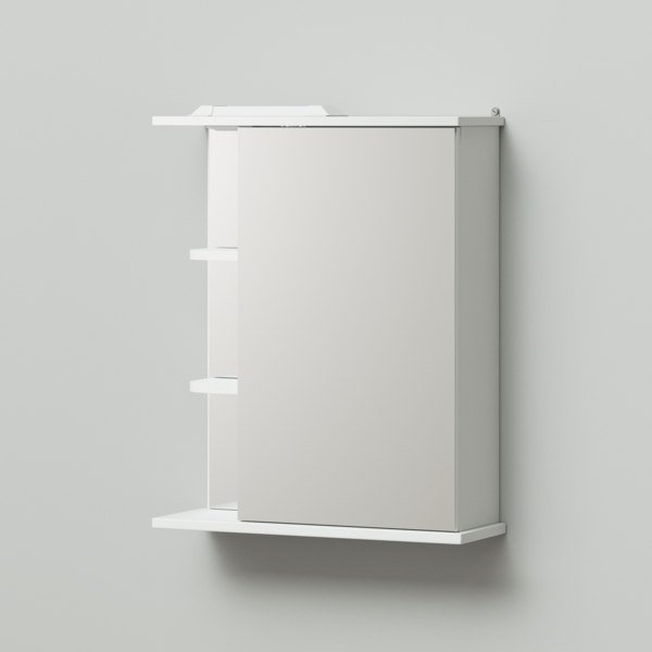 Фото Шкаф зеркало итана  уют 60 575х270х700 правый со светильником белый глянец