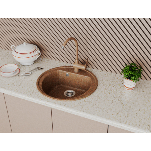 Фото Мойка кухонная мраморная greenstone 50x50 grs-07-308 черный