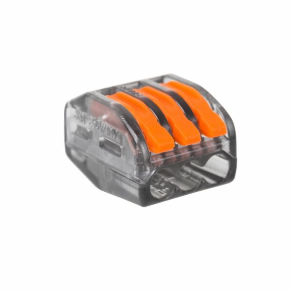 Фото Клемма соединительная 3-х проводная многоразовая (5шт), до 4,0мм2, 32а, прозр., rexant, 06-0204-b5