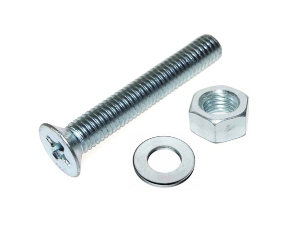 Фото Винт din965 с потайной головкой оцинк. m5х25 + гайка + шайба (11 шт) - пакет 114063