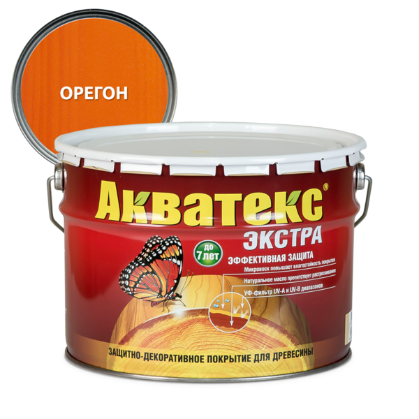 Фото Защитно-декоративное покрытие акватекс экстра орегон 10л