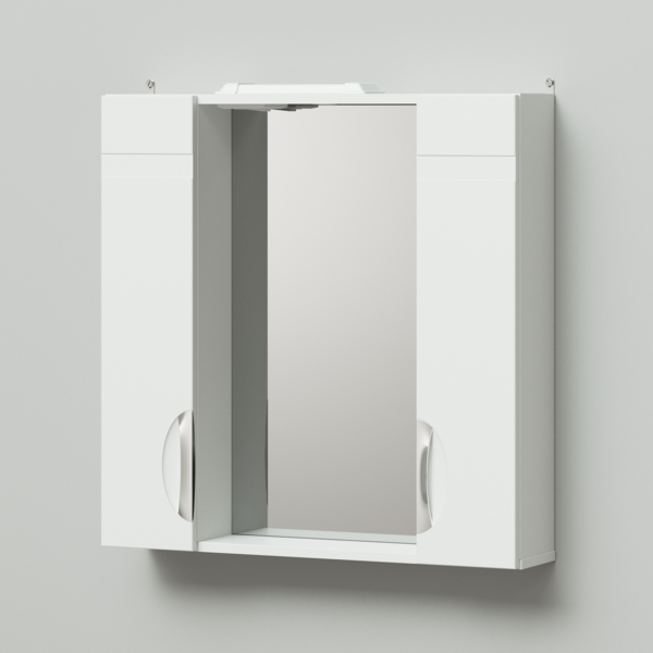 Фото Шкаф-зеркало итана  адель 75 750х160х750 со светильником белый глянец