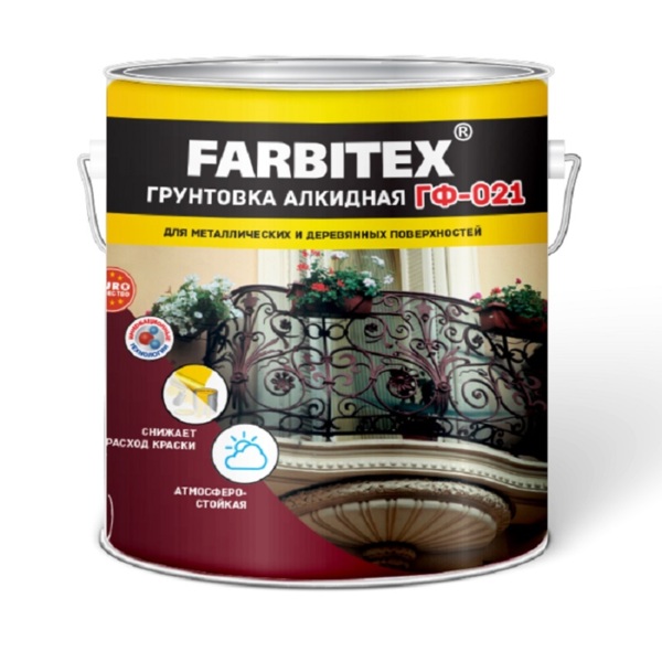 Фото Грунтовка гф-021 farbitex красно-коричневый 6кг