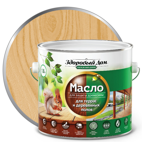 Фото Масло для террас и деревянных полов здоровый дом дуб 1,8л л-с