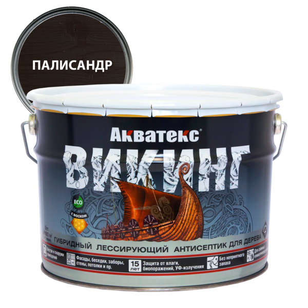 Фото Антисептик акватекс викинг для дерева палисандр 9л