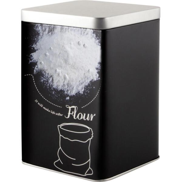 Фото Банка с крышкой 1л мука mallony квадратная металлическая 008513