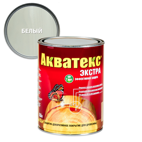 Фото Защитно-декоративное покрытие акватекс экстра белое 0,8л