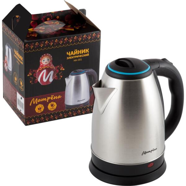 чайник электрический стальной 18л 15квт крышка голубая матрёна ma-001