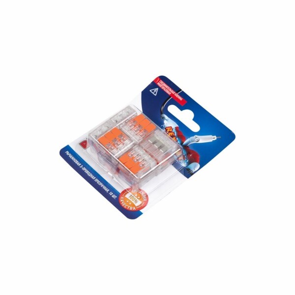 Фото Клемма соединительная 3-х проводная многоразовая (10шт) компактная,до 4,0мм2,32а,rexant,06-0217-a10