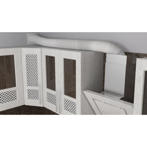 Фото Канал-воздуховод гибкий гофрир. 150мм, с покрытием, алюминиевый, белый, до 3м, 15va white, era