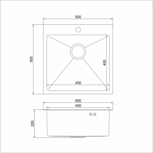 

мойка кухонная нержавеющая mixline pro 50х50 с сифоном 547229