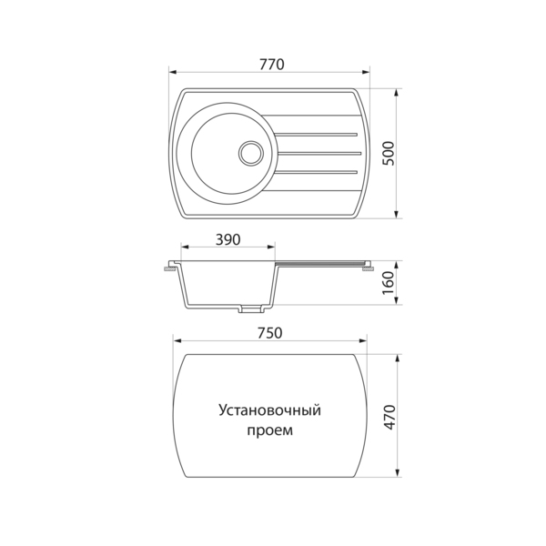 Фото Мойка кухонная мраморная greenstone 77x50 grs-23-331 белый