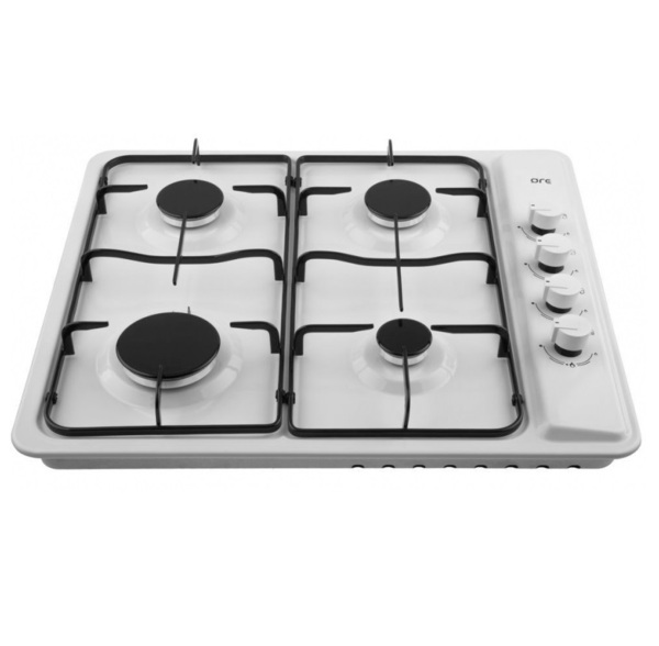 варочная поверхность встраиваемая газовая 4 конфорки белая ore lga60w