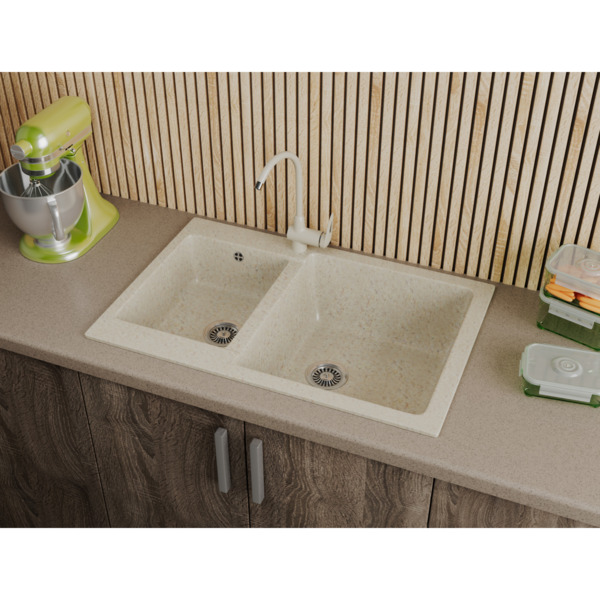 Фото Мойка кухонная мраморная greenstone 78x51 grs-76k-328 бежевый