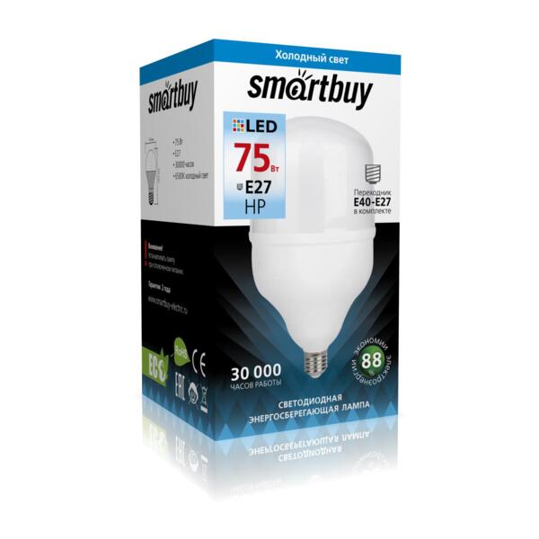 

лампа светодиодная smartbuy led sbl-hp-75-65k-e27 е40 цилиндрическая 75вт 6500к