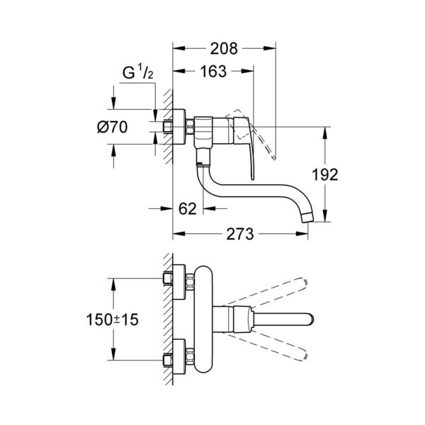 

смеситель для кухни однорычажный grohe eurostyle cosmopolitan 33982002