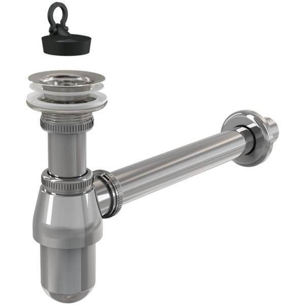 Фото Сифон латунный хром. для умывальника с пробкой 1 1/4*32  a437  alcaplast