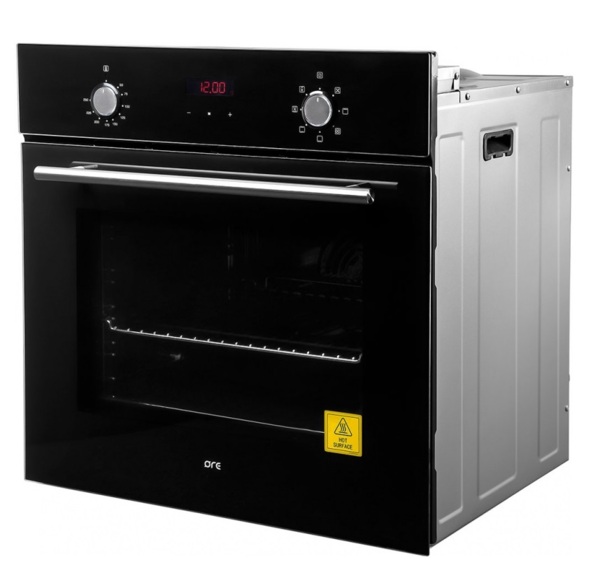 шкаф духовой черное стекло ore vb60b 60 см 7 функций конвекция утапливаемые ручки