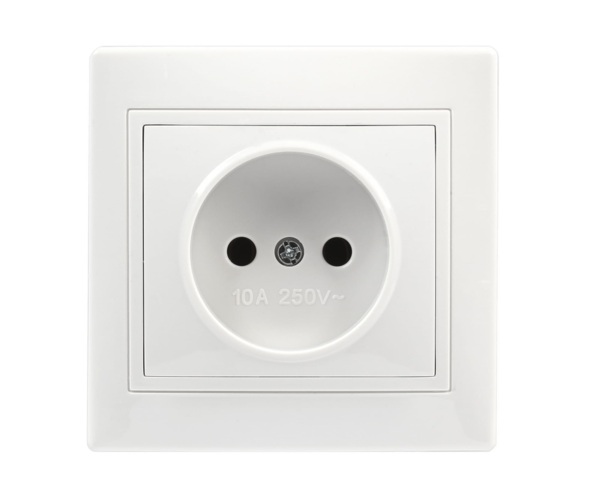 Фото Розетка штепсельная (белая, 1 пост, б/з, с рамкой) Smartbuy венера Sbe-01w-10-s1-n