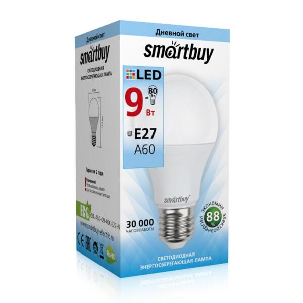 

лампа светодиодная smartbuy led sbl-a60-09-40k-e27-n е27 груша 9вт 4000к