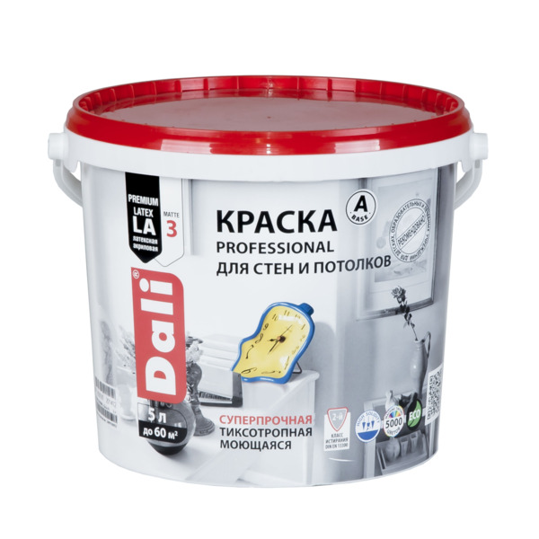 Фото Краска dali professional для стен и потолков белая база а 5л