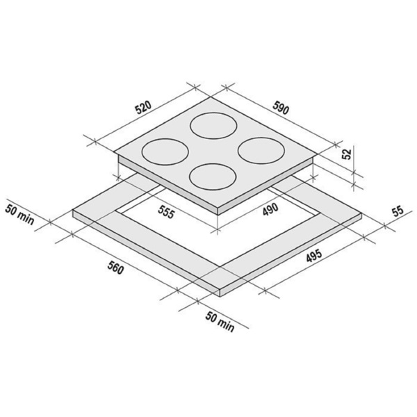 варочная поверхность (индукционная, встраиваемая, 60 см, 4конф.) krona virgola ка-00001218