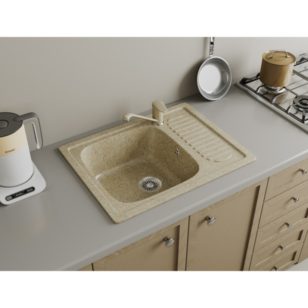 Фото Мойка кухонная мраморная greenstone 65x50 grs-13-328 бежевый