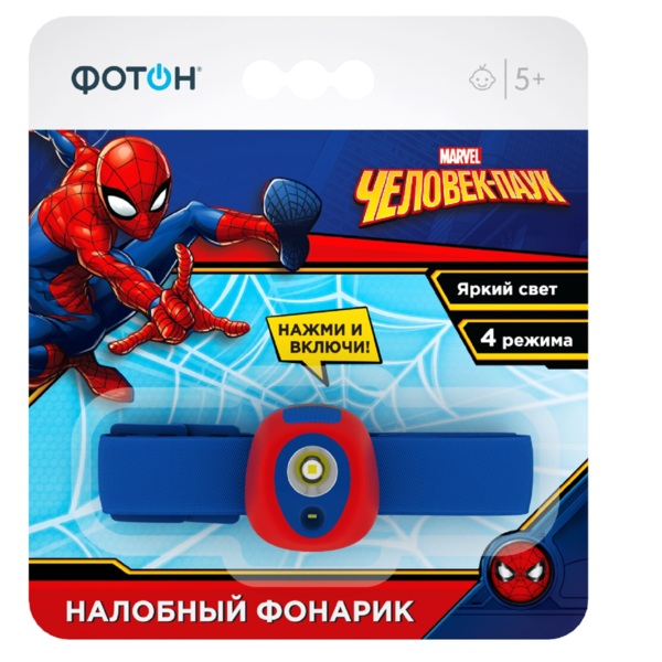Фото Фонарик налобный фотон marvel человек-паук fd-82