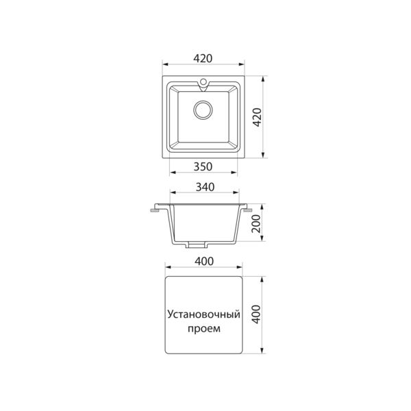 Фото Мойка кухонная мраморная greenstone 41,5x41,5 grs-42-331 белый