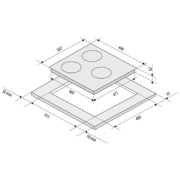 варочная поверхность (индукционная, встраиваемая, 45 см, 3конф.) krona inizio 00026326
