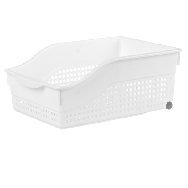 Фото Контейнер хозяйственный на колесах широкий лофт violet белый пластик 622006