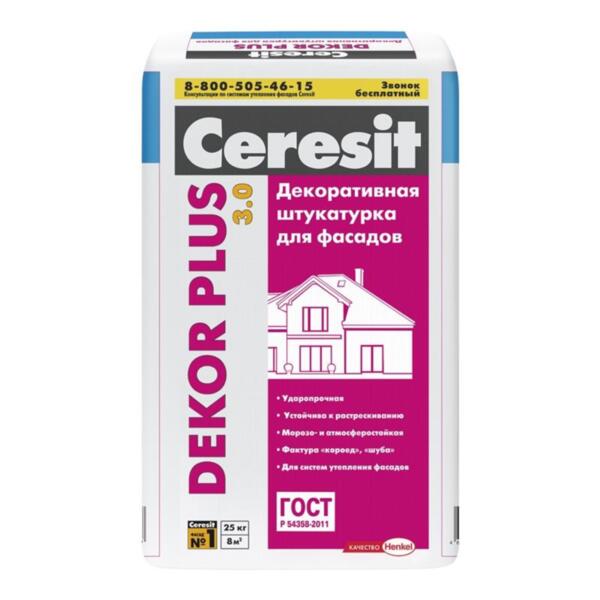 штукатурка декоративная ceresit dekor plus, 25кг от АКСОН