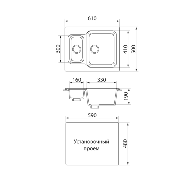 Фото Мойка кухонная мраморная greenstone 61x50 grs-09-302 песочный