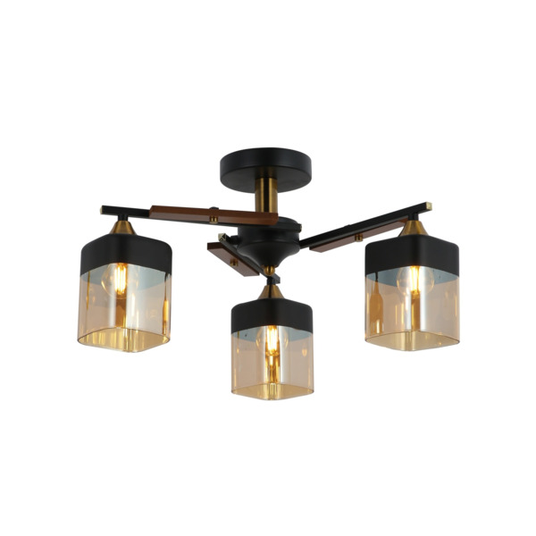 Фото Люстра потолочная freya fr5154pl-03b е27 3x60вт ip20 черный с золотом