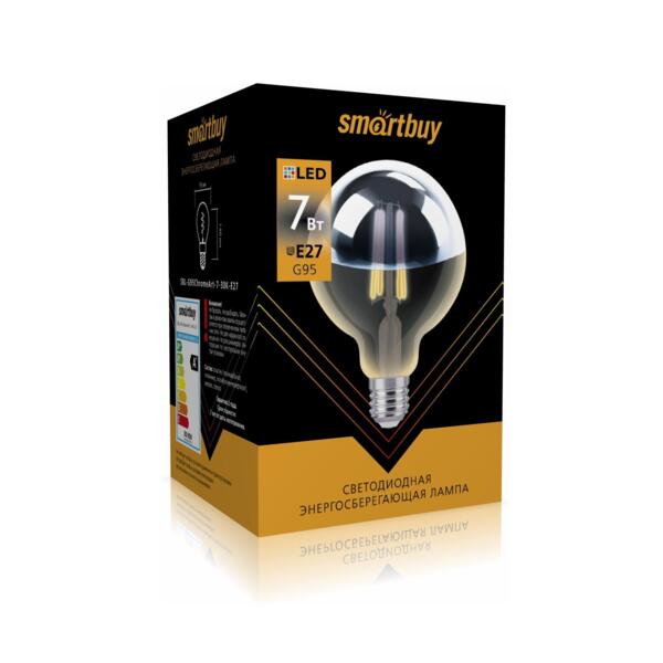 

лампа светодиодная smartbuy led sbl-g95chromeart-7-30k-e27 е27 груша 7вт 3000к