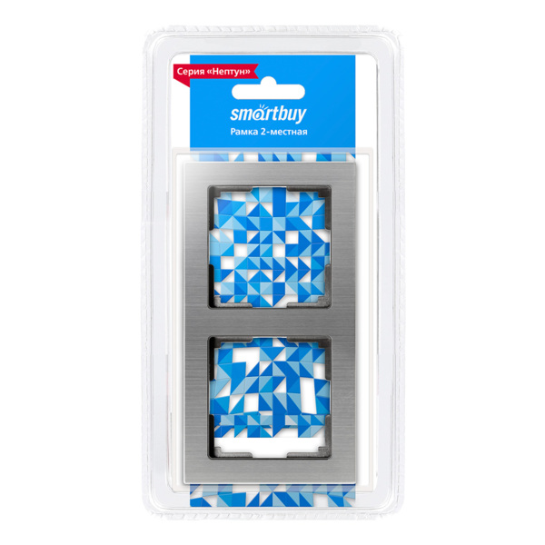 Фото Рамка (серый никель, двухместная) smartbuy нептун sbe-06gn-metal-fr-2