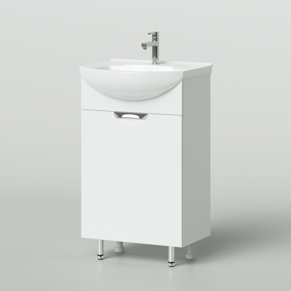 Фото Тумба с раковиной напольная итана адель 50 500х405х870 белый глянец