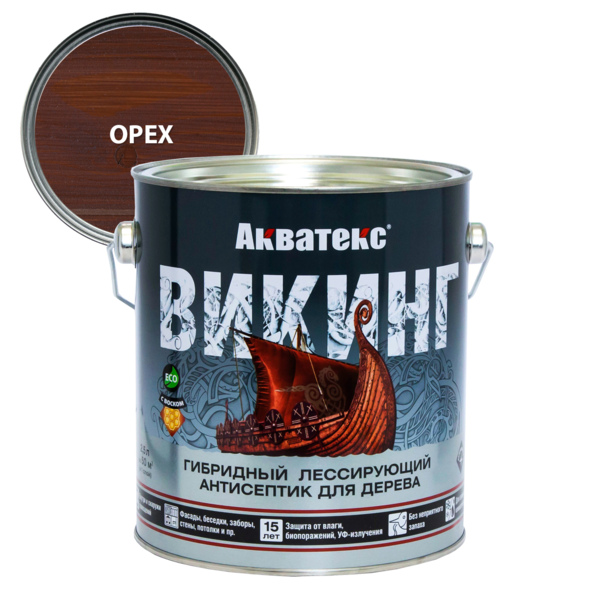 Фото Антисептик акватекс викинг для дерева орех 2,5л