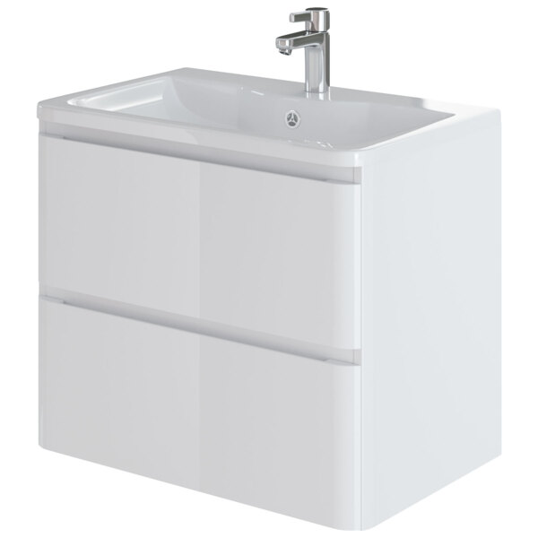 Фото Тумба с раковиной подвесная итана roberto 70 700х455х555 (белый глянец)