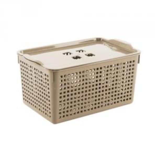 Фото Корзинка с крышкой 5,3л лофт violet латте пластик 644120