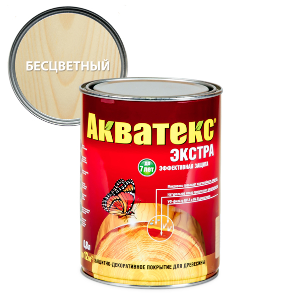 Фото Защитно-декоративное покрытие акватекс экстра бесцветное 0,8л