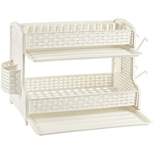 Фото Сушилка для посуды ротанг 2-х ярусная violet цв.слон. кость 270226